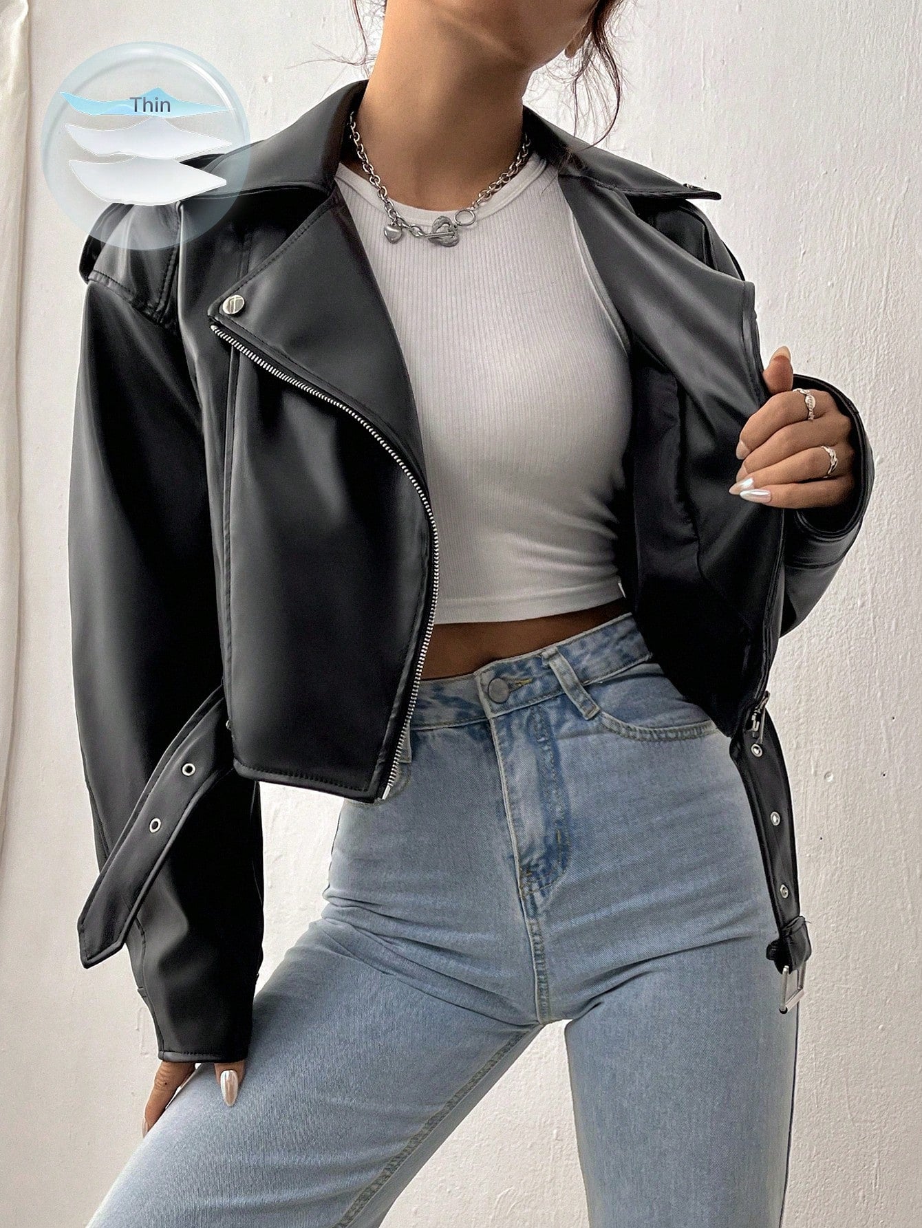 SHEIN MOOSTA Dames effen kleur minimalistische casual lange mouw jas