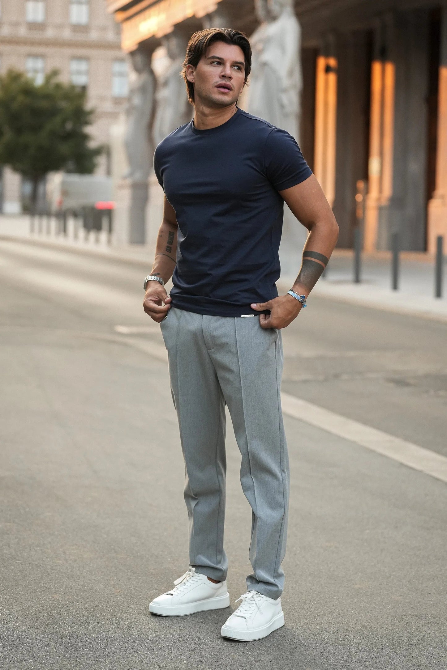 THE MERCERISED T-SHIRT - NAVY BLUE