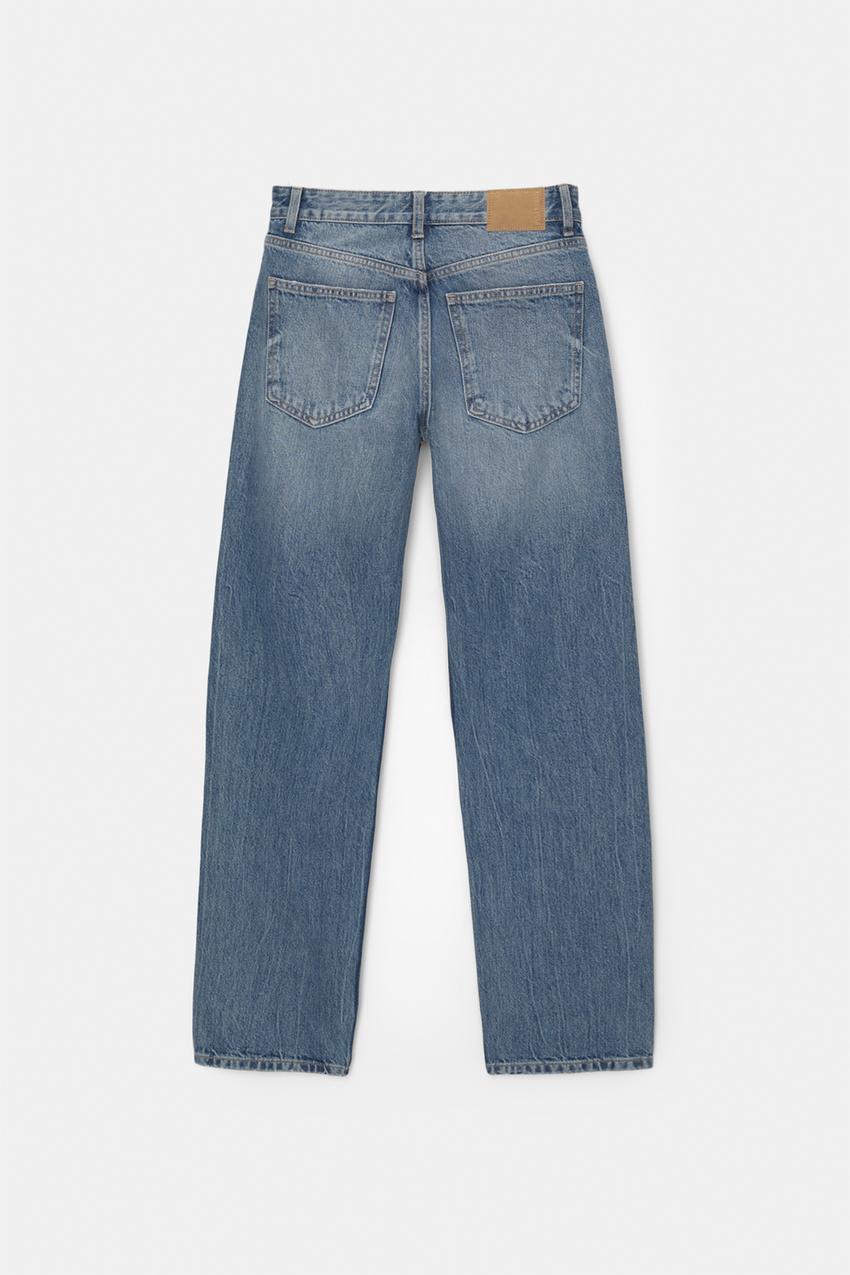 Straight jeans met halfhoge taille half blue