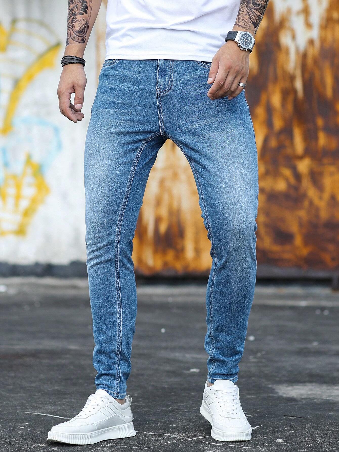 Manfinity Homme Heren Skinny jeans Katoen Schuine zak