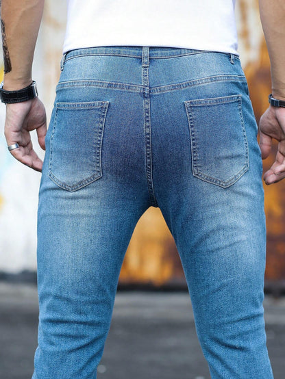 Manfinity Homme Heren Skinny jeans Katoen Schuine zak
