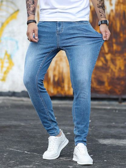 Manfinity Homme Heren Skinny jeans Katoen Schuine zak