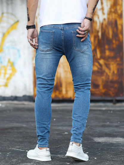Manfinity Homme Heren Skinny jeans Katoen Schuine zak