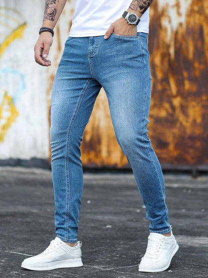Manfinity Homme Heren Skinny jeans Katoen Schuine zak