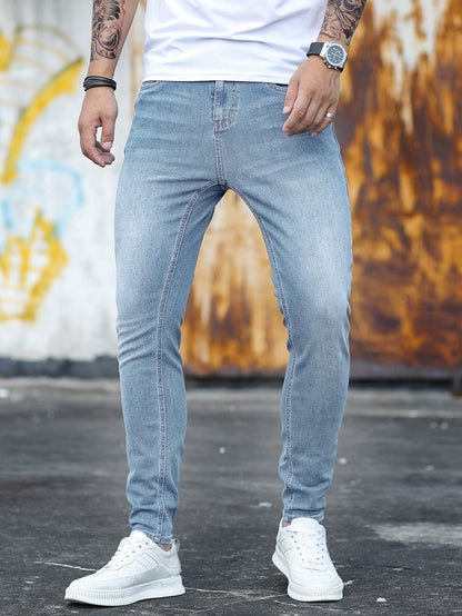 Manfinity Homme Heren Skinny jeans Katoen Schuine zak