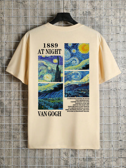 Zomerslogan voor heren, olieverfschilderij, ronde hals, casual T-shirt met korte mouwen