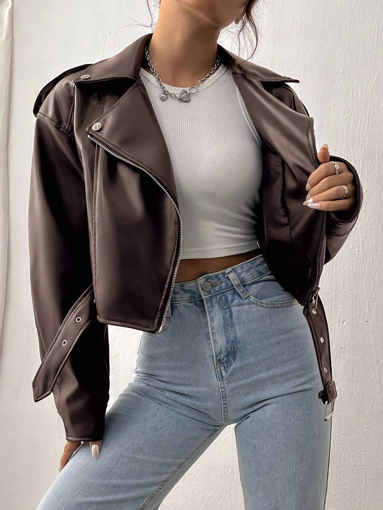 SHEIN MOOSTA Dames effen kleur minimalistische casual lange mouw jas