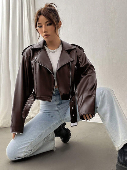 SHEIN MOOSTA Dames effen kleur minimalistische casual lange mouw jas