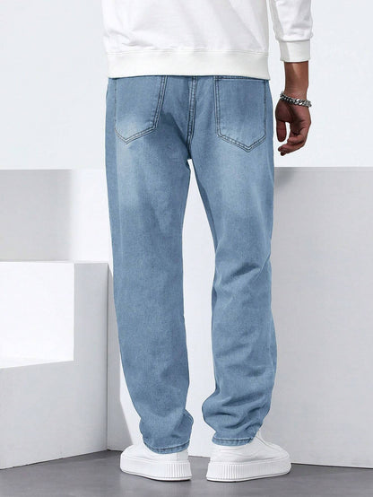 Manfinity Homme Heren rechte losse casual fit jeans met zakken