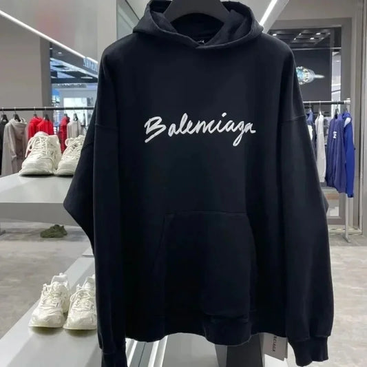 Cotton Men's and Women's High Quality Alphabet Printed Hooded Pullover Trend Sports Sweater Trend Loose Fleece Top