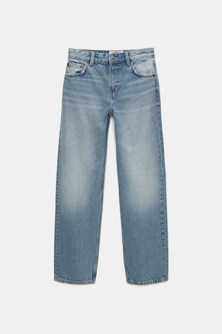Straight jeans met halfhoge taille water blue