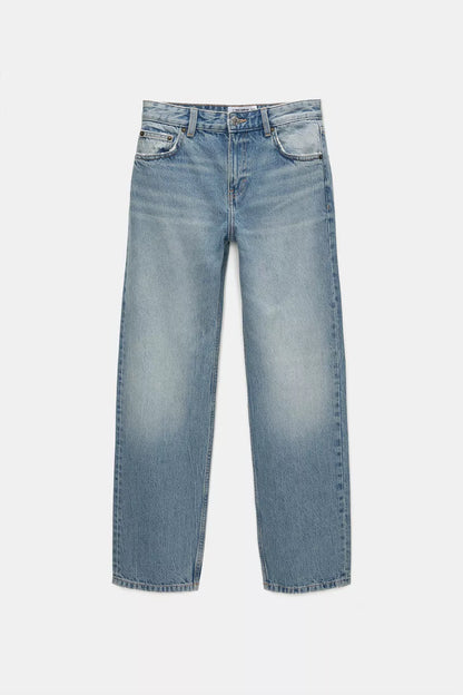 Straight jeans met halfhoge taille water blue