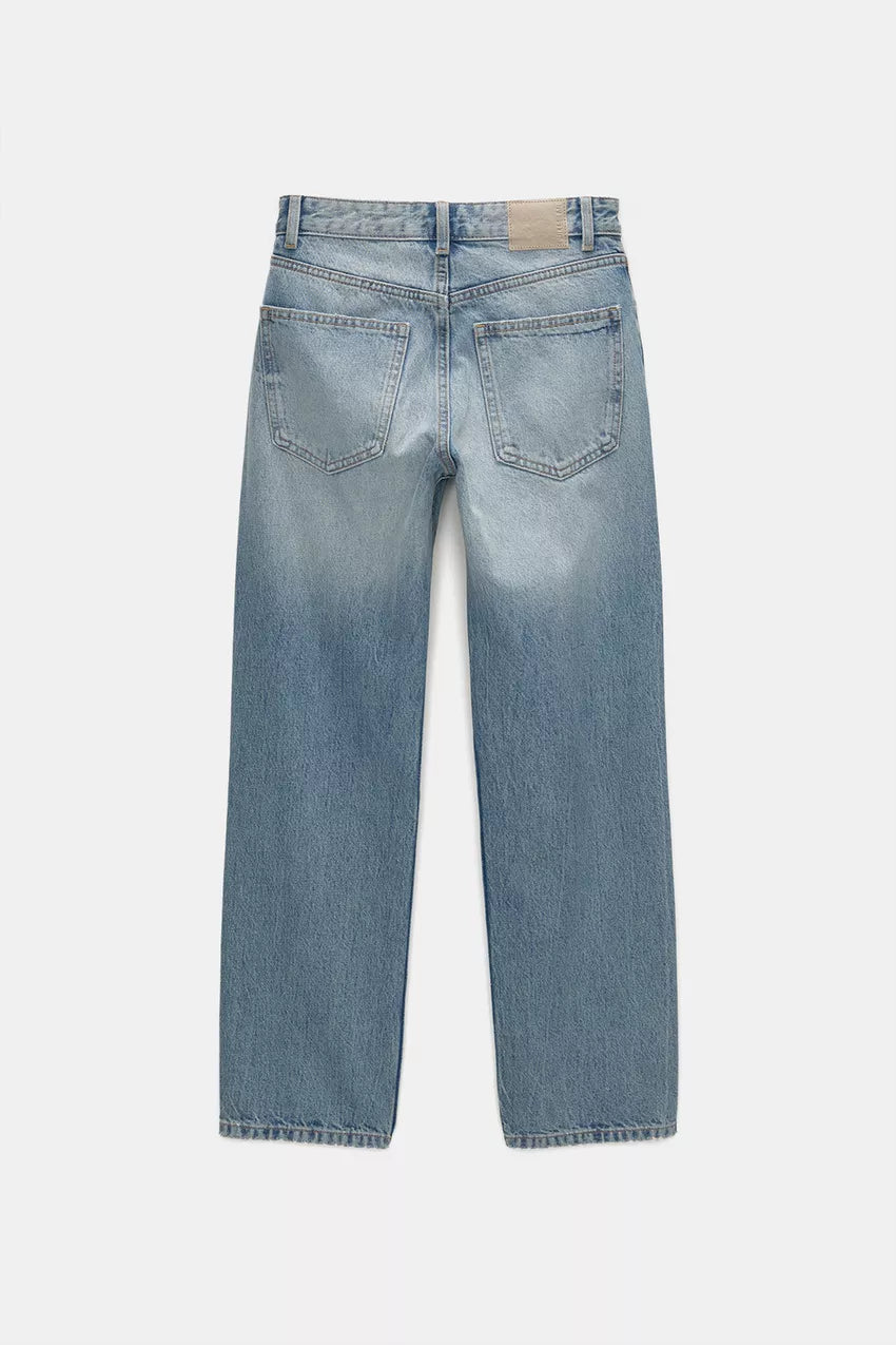 Straight jeans met halfhoge taille water blue