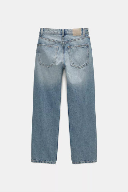 Straight jeans met halfhoge taille water blue